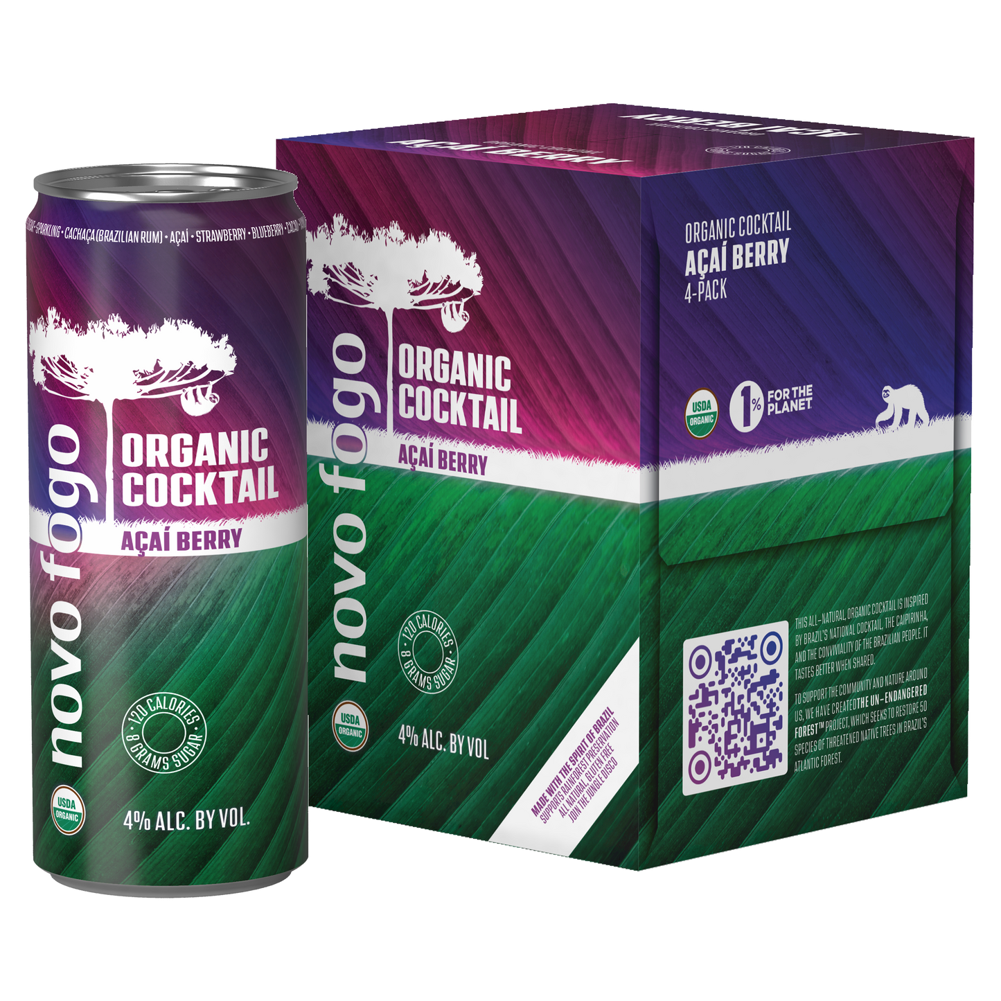 Novo Fogo Organic Cocktail - Açaí Berry 4-Pack