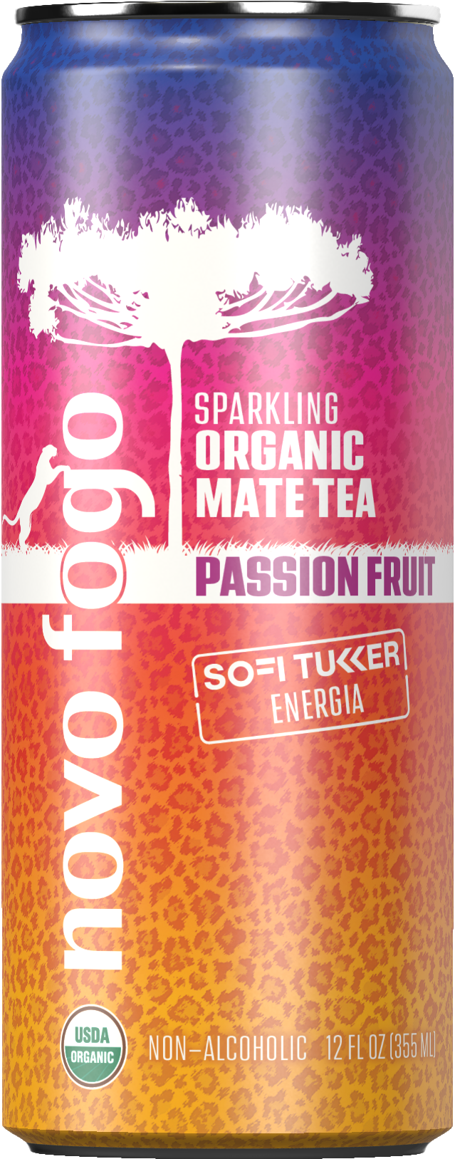 Novo Fogo ENERGIA Sparkling Organic Mate Tea - Passion Fruit - 4-Pack