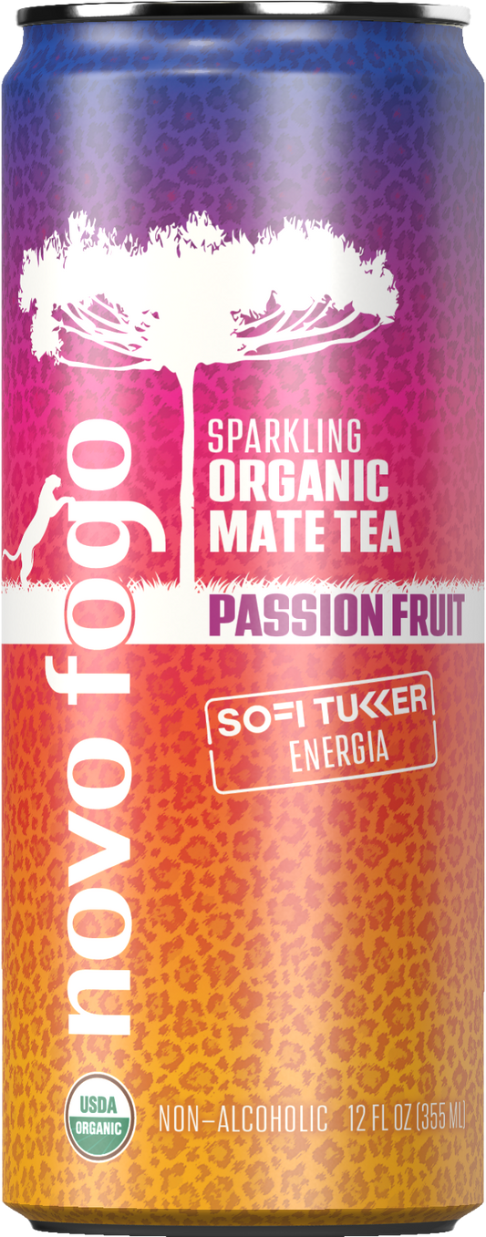 Novo Fogo ENERGIA Sparkling Organic Mate Tea - Passion Fruit - 4-Pack